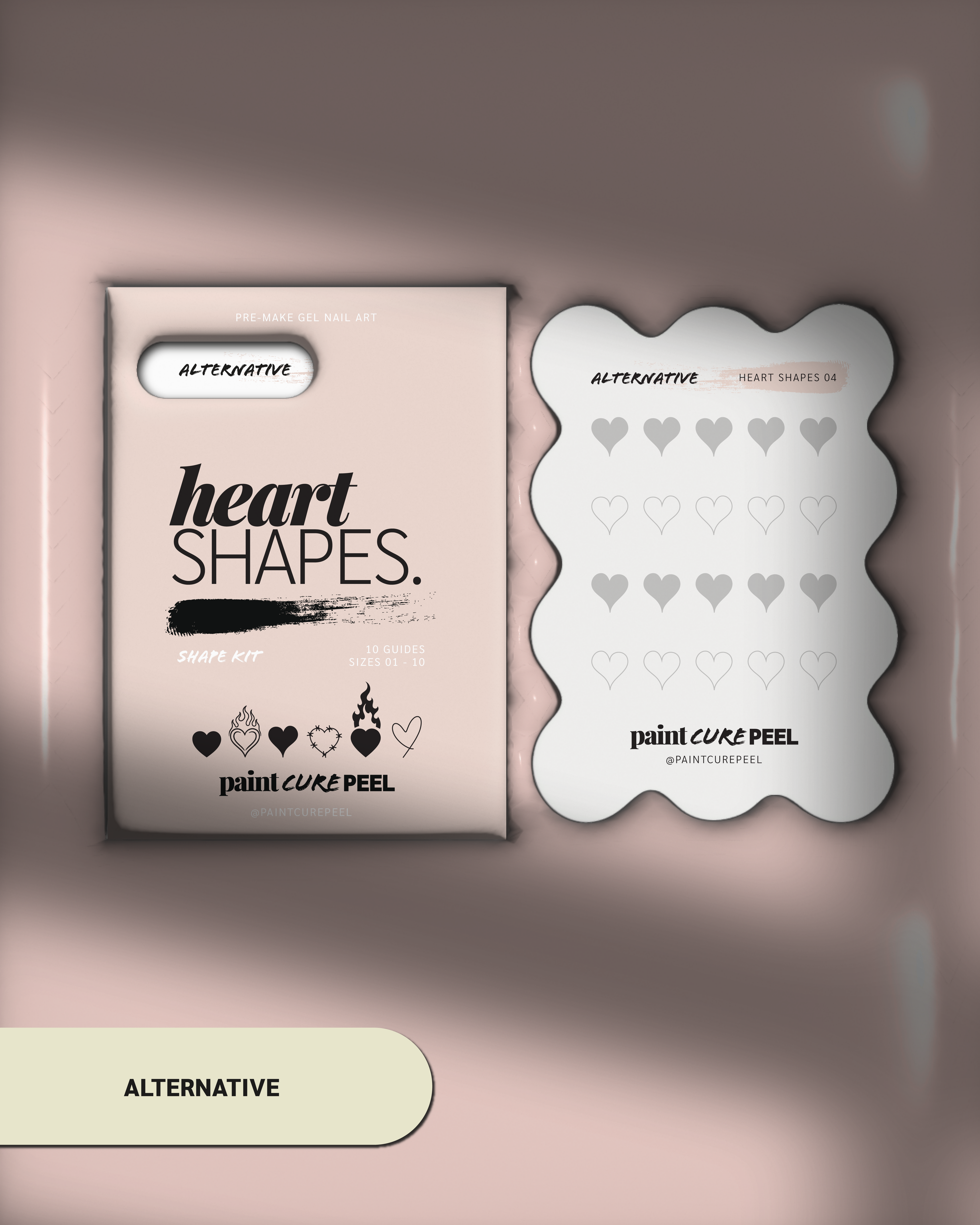 Paint Cure Peel Heart Shapes Shape Guide Kit | 10 Reusable Guides to Pre-make Gel Nail Art