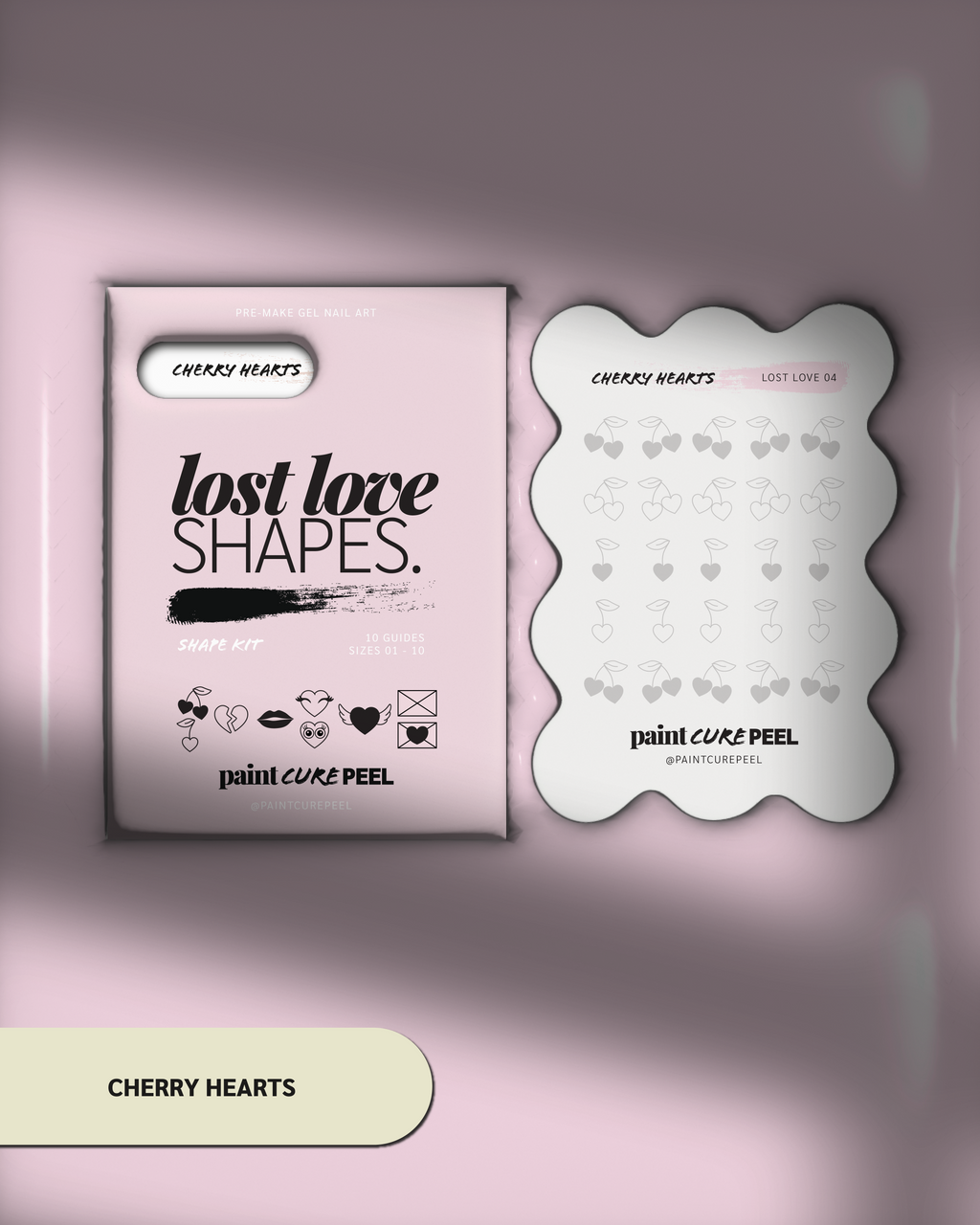 Paint Cure Peel Lost Love Shape Guide Kit | 10 Reusable Guides to Pre-make Gel Nail Art