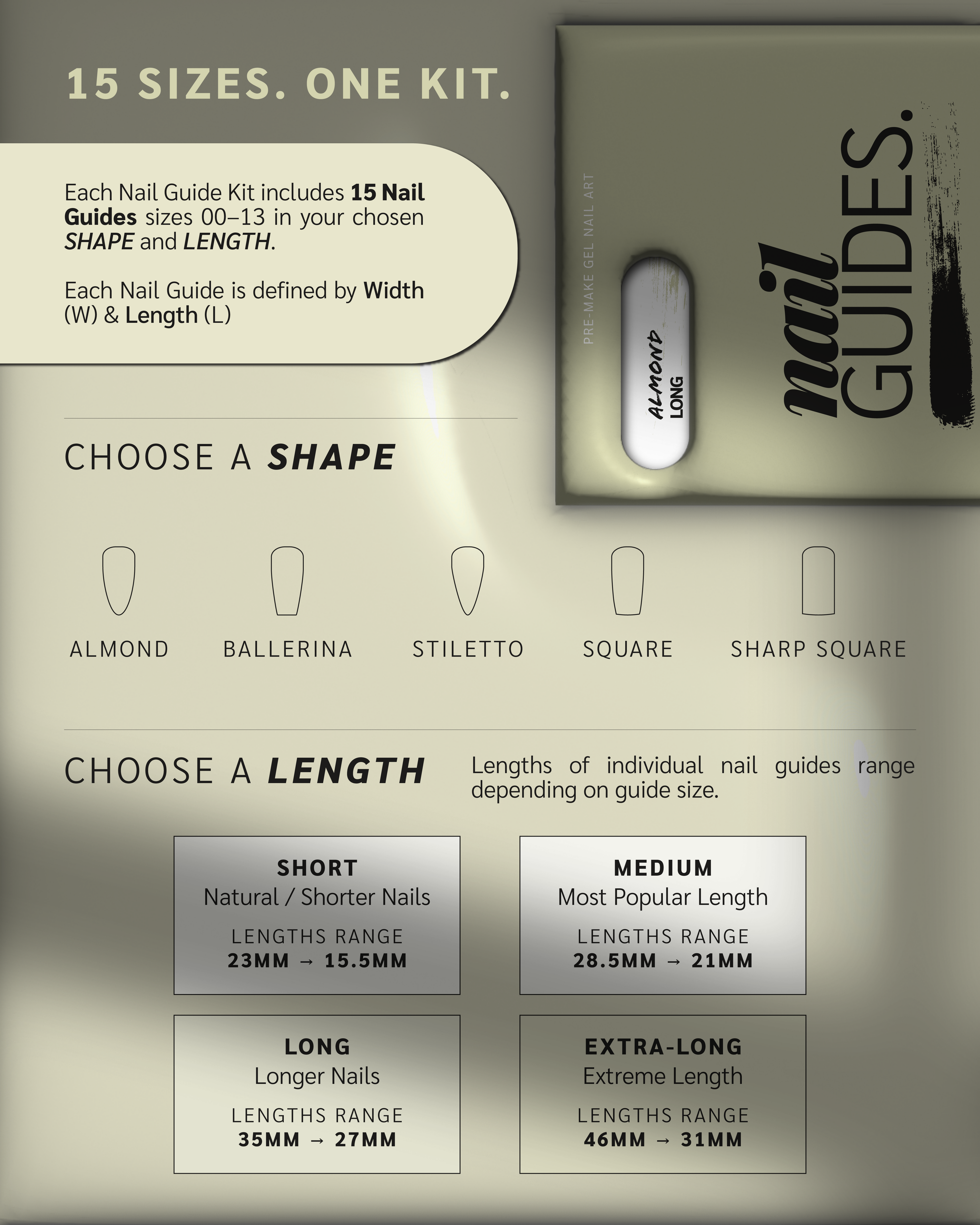 Paint Cure Peel Nail Guides Size Range Kit | 15 Reusable Individual Nail Guides
