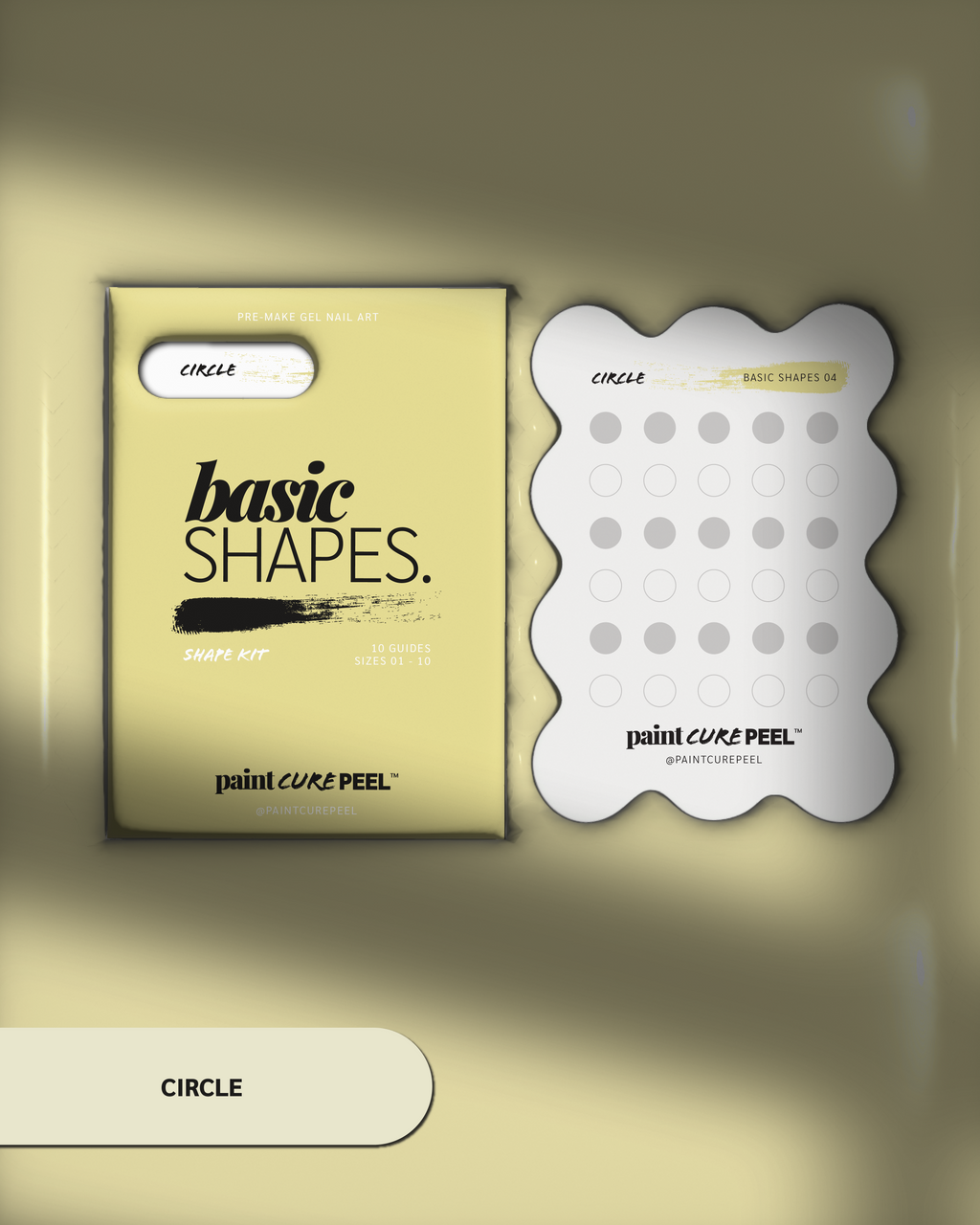 Paint Cure Peel Basic Shapes Shape Guide Kit | 10 Reusable Guides to Pre-make Gel Nail Art
