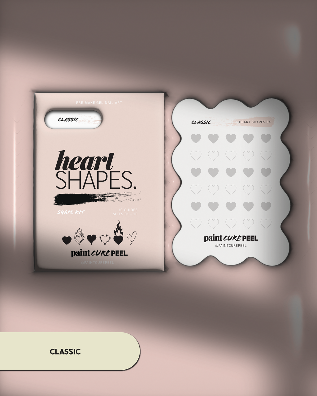 Paint Cure Peel Heart Shapes Shape Guide Kit | 10 Reusable Guides to Pre-make Gel Nail Art