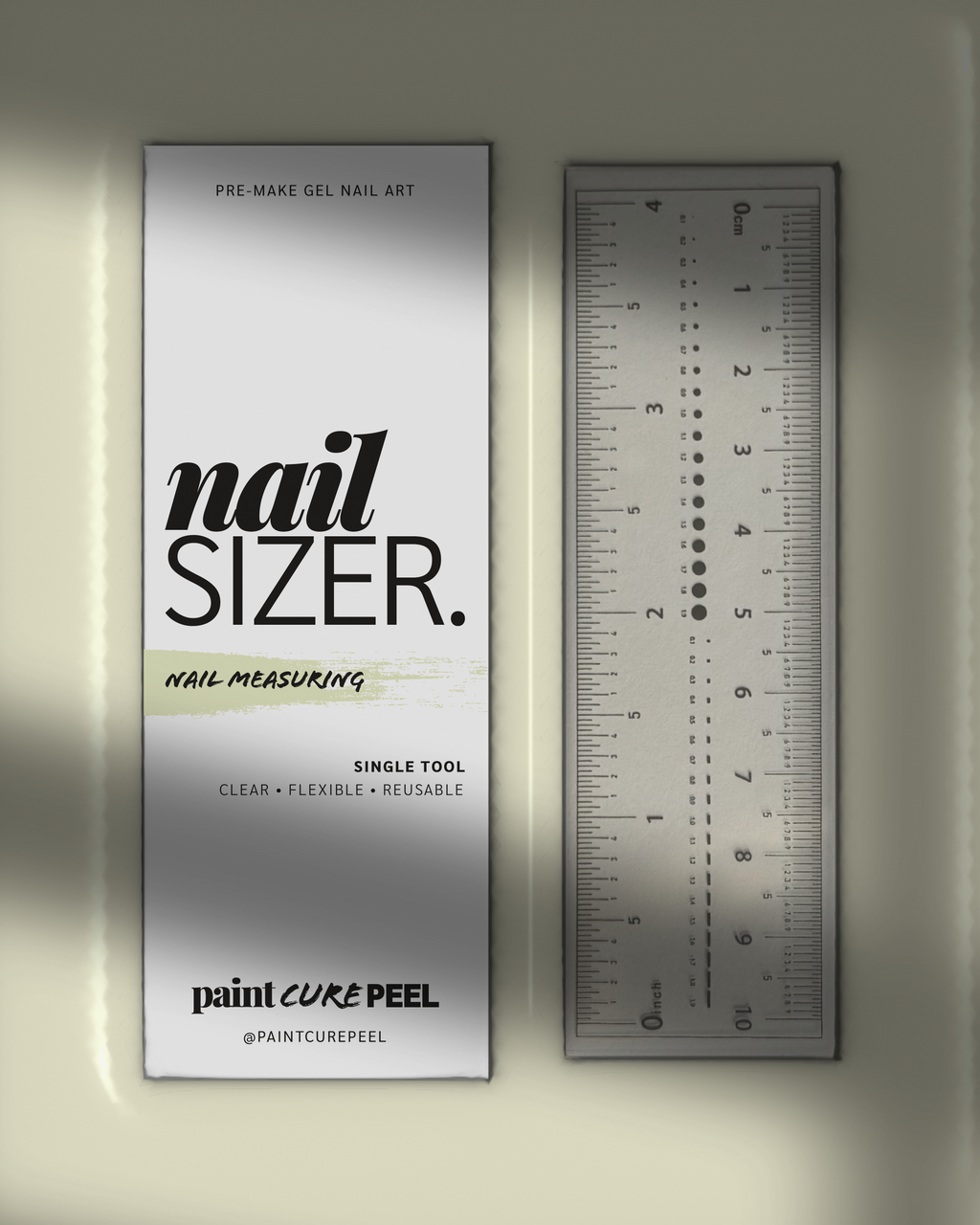 Paint Cure Peel Nail Guides System NailSizer | Flexible Transparent Nail Measuring Tool