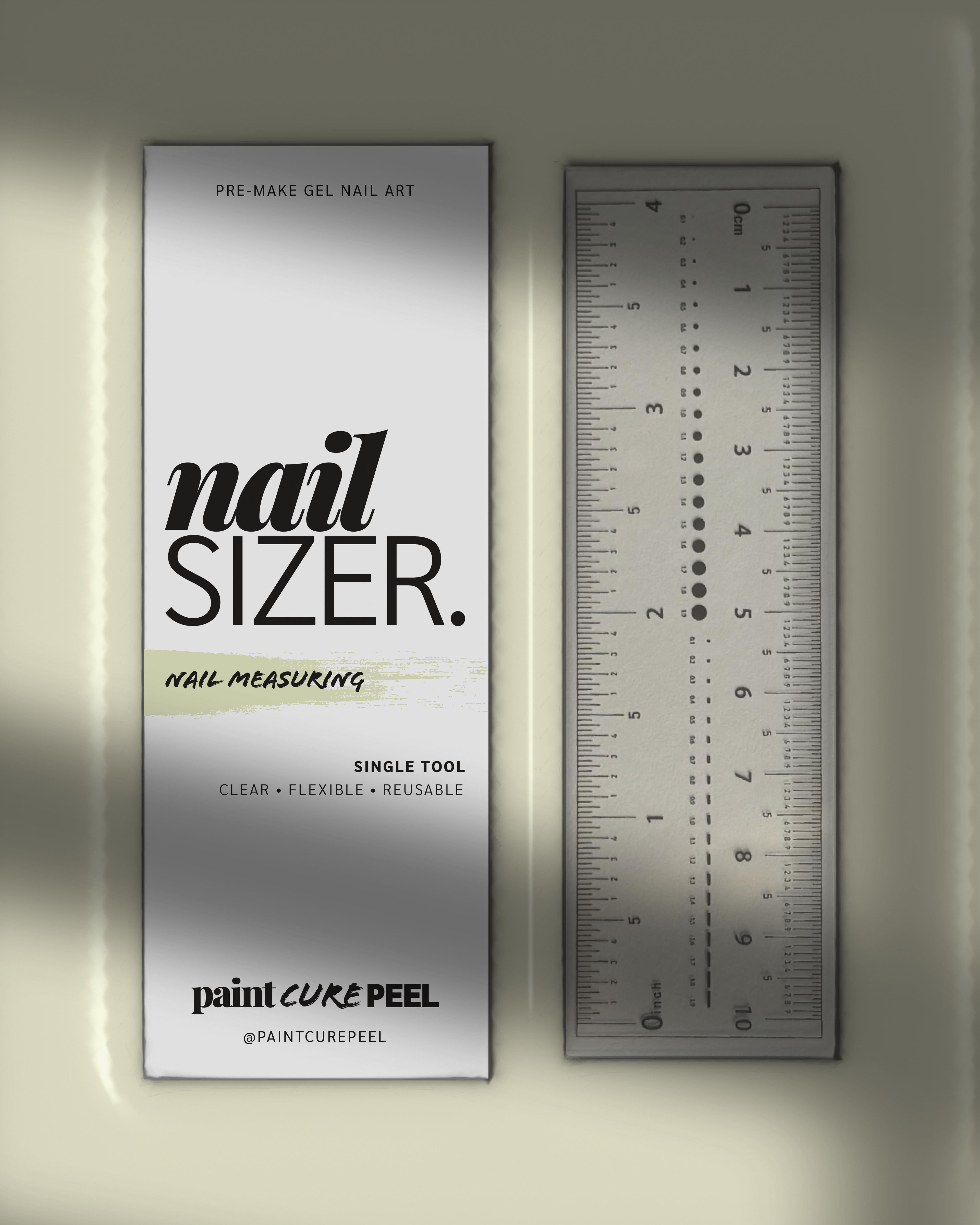 Paint Cure Peel Nail Guides System NailSizer | Flexible Transparent Nail Measuring Tool