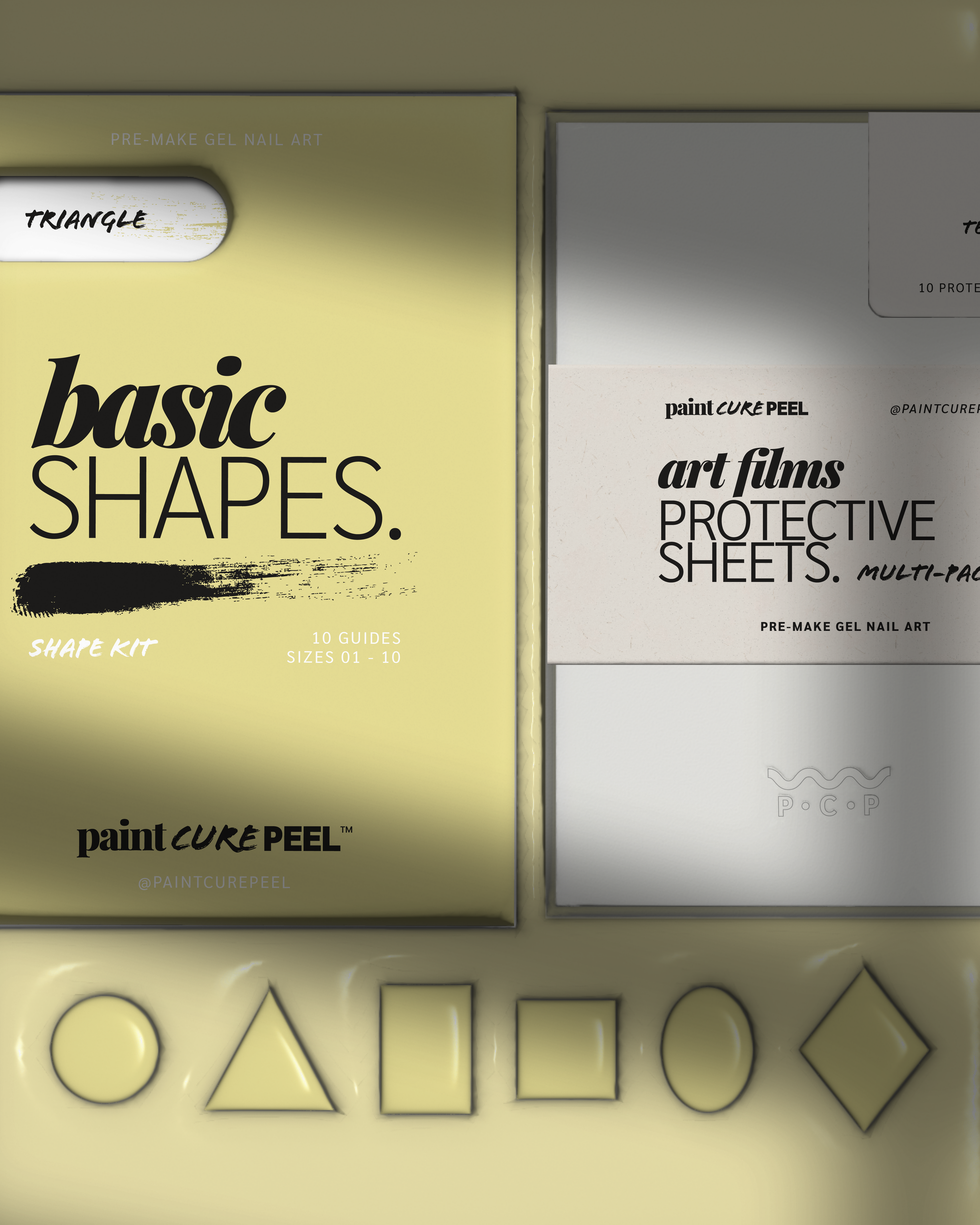 Paint Cure Peel Basic Shapes Shape Guides Starter Bundle | Pre-make Gel Nail Art (Worth £32.98)