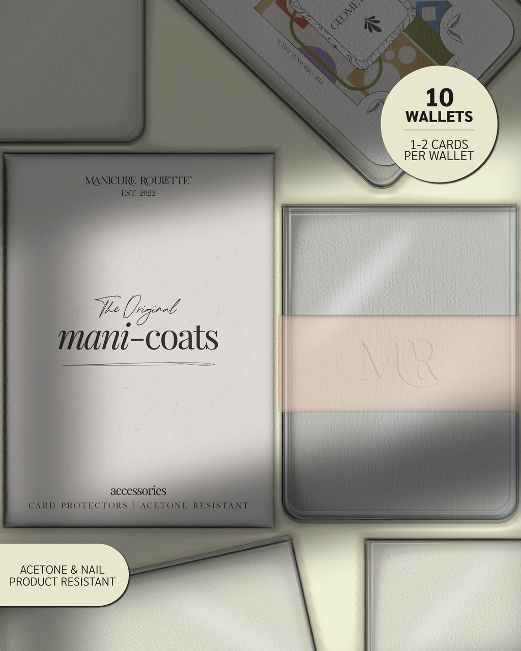 Manicure Roulette Mani-Coats | 10 Pack Card Protector Wallets - Acetone Resistant, Waterproof + More