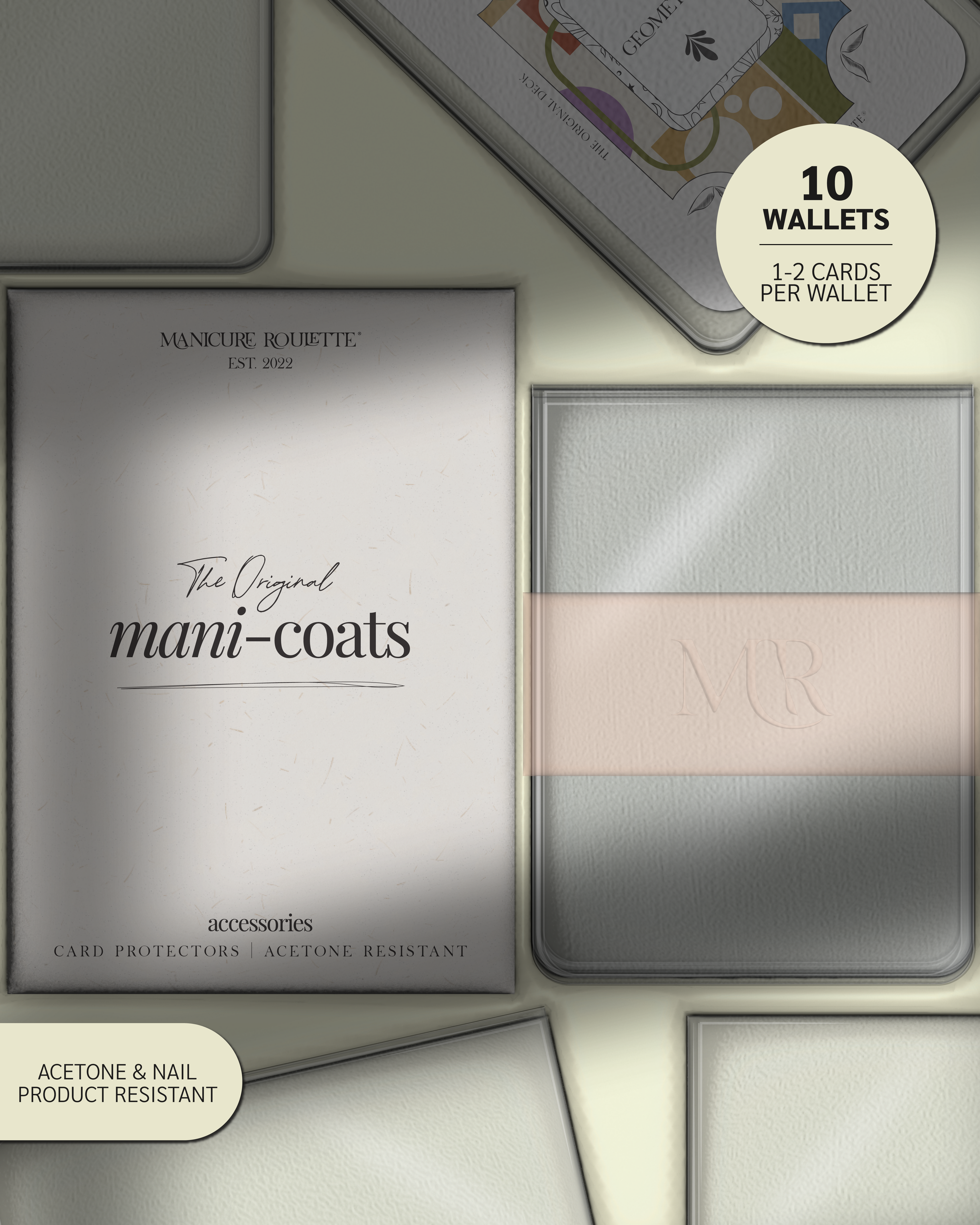 Manicure Roulette Mani-Coats | 10 Pack Card Protector Wallets - Acetone Resistant, Waterproof + More