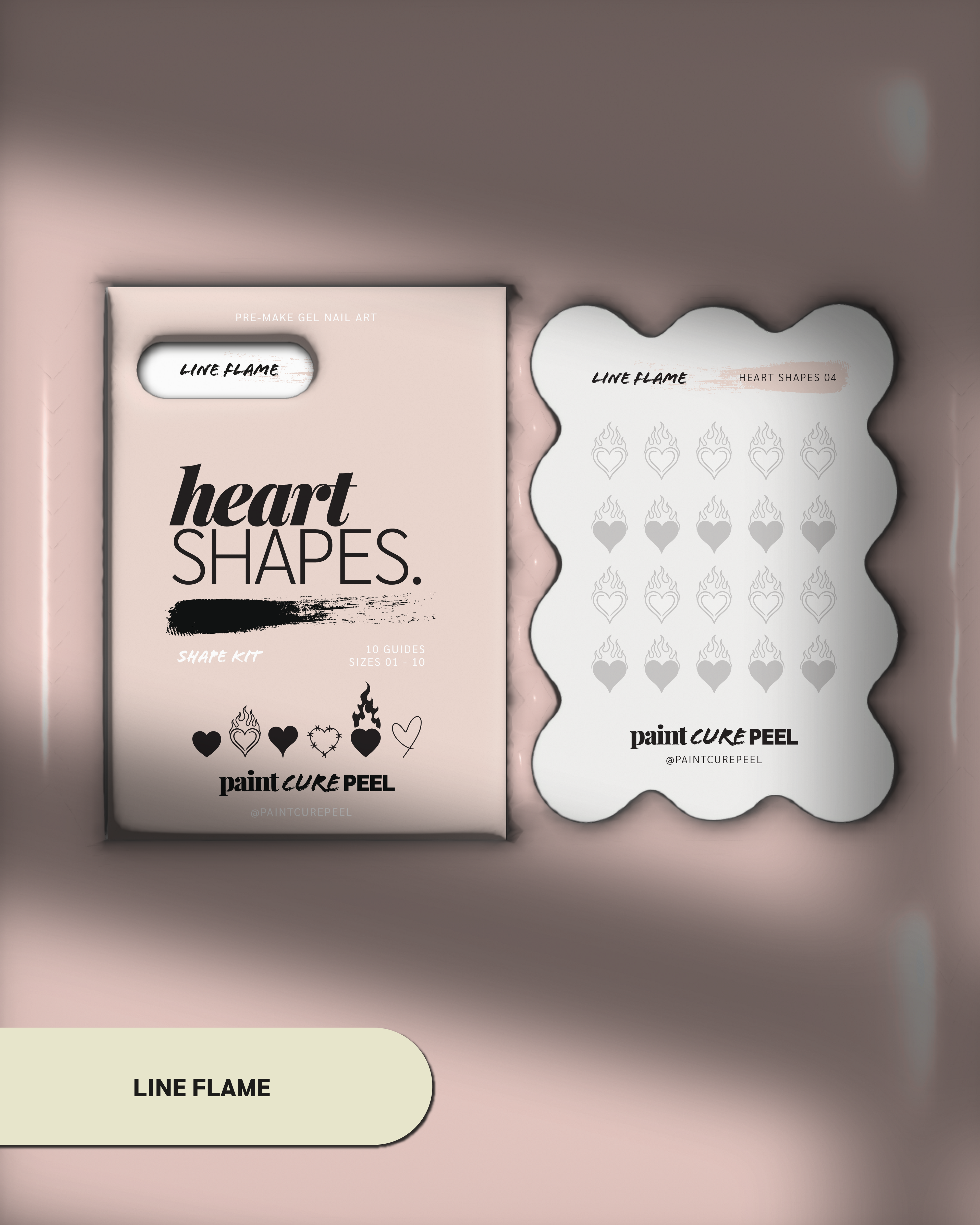 Paint Cure Peel Heart Shapes Shape Guide Kit | 10 Reusable Guides to Pre-make Gel Nail Art