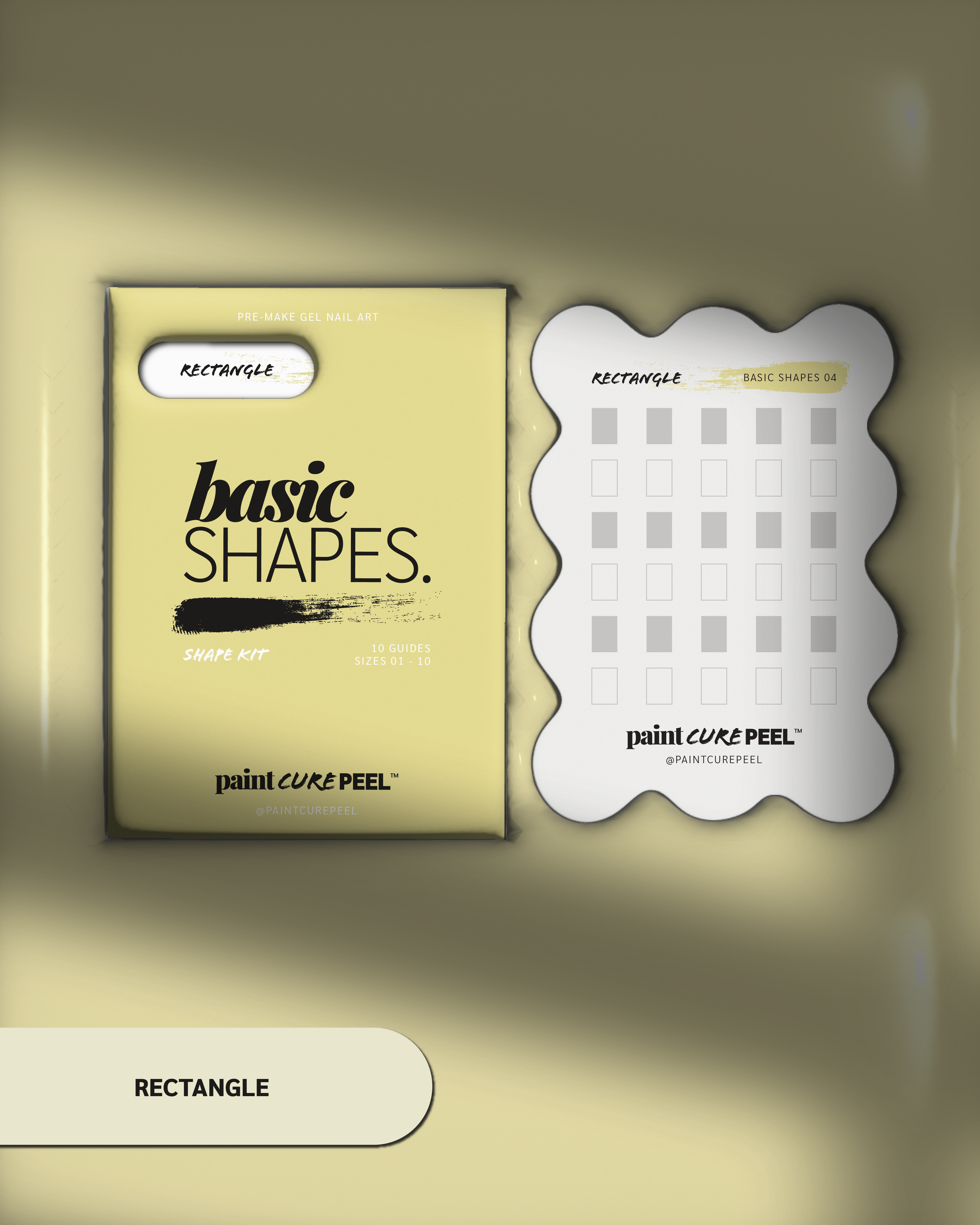 Paint Cure Peel Basic Shapes Shape Guide Kit | 10 Reusable Guides to Pre-make Gel Nail Art