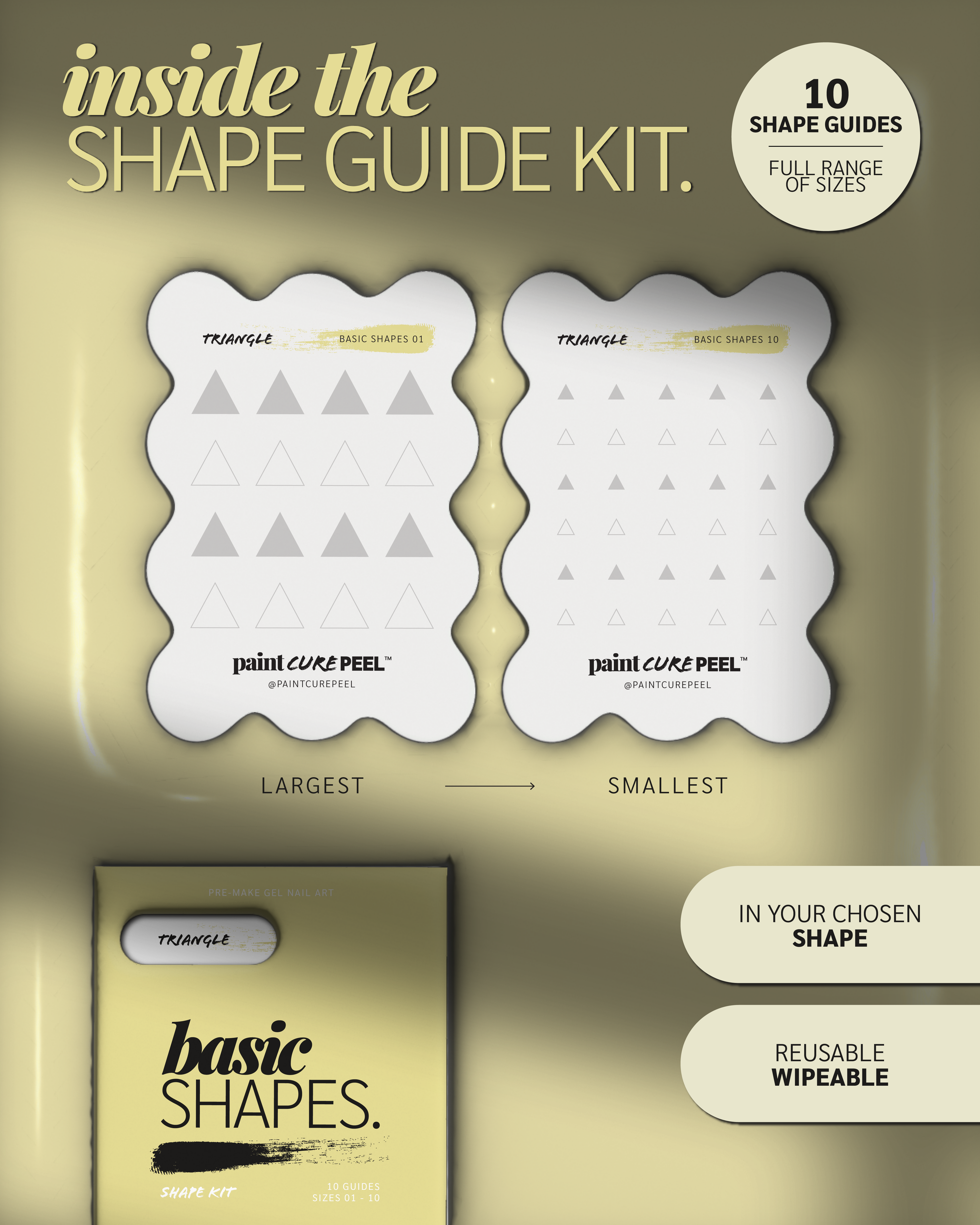 Paint Cure Peel Basic Shapes Shape Guides Starter Bundle | Pre-make Gel Nail Art (Worth £32.98)