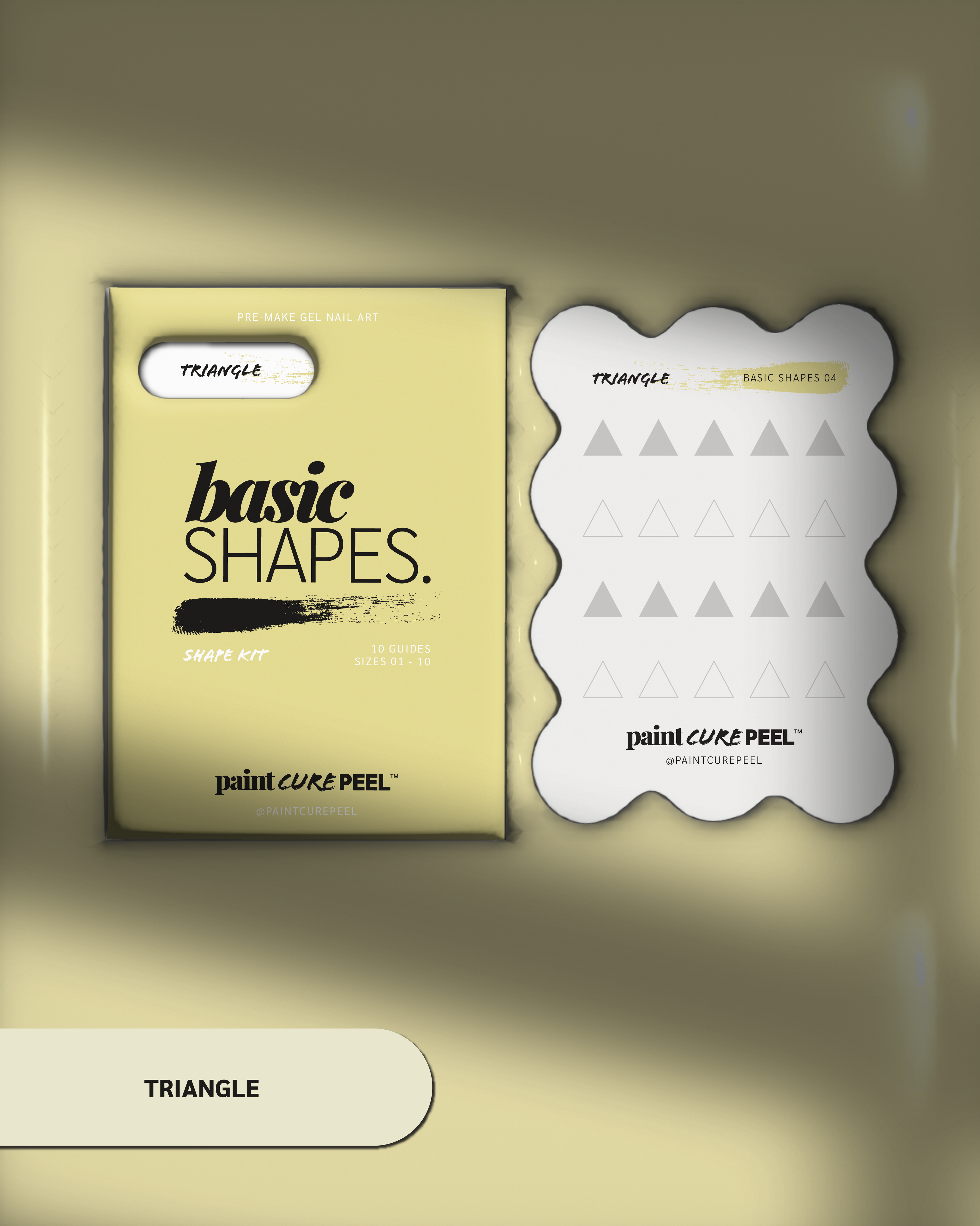 Paint Cure Peel Basic Shapes Shape Guide Kit | 10 Reusable Guides to Pre-make Gel Nail Art