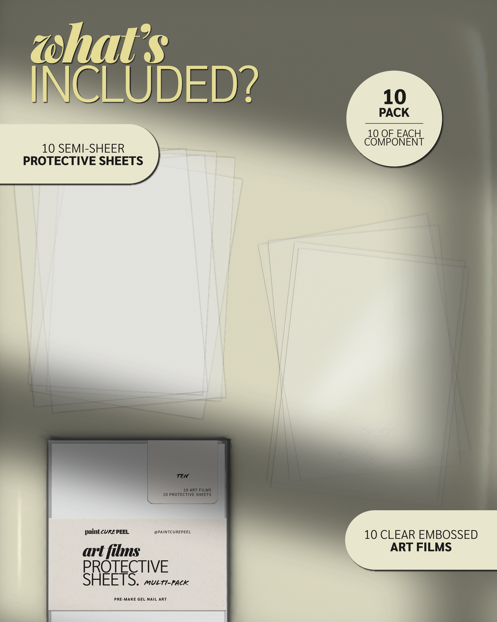 Paint Cure Peel Easy Peel Art Films & Protective Sheets Multi-Pack | For Pre-Making Gel Nail Art