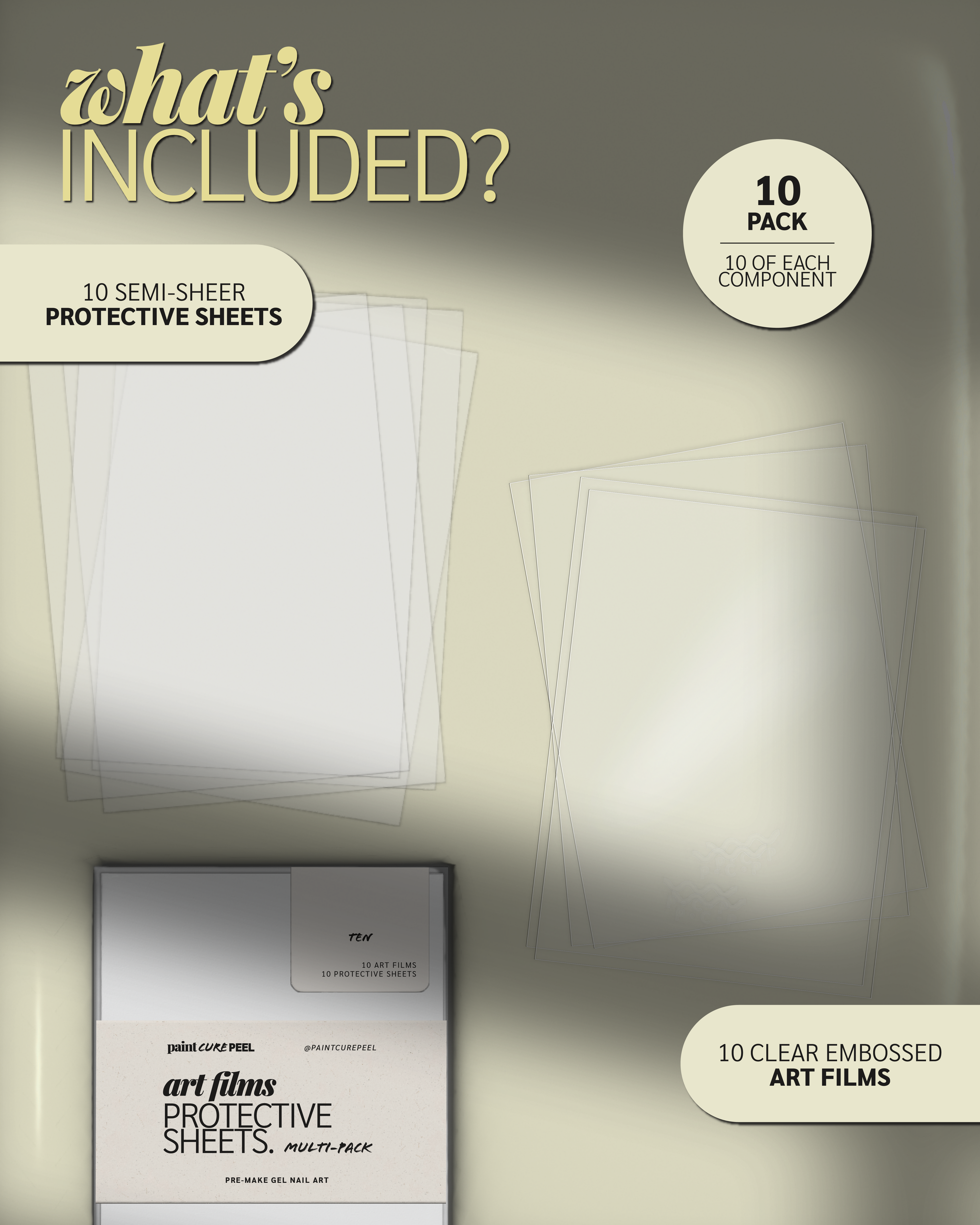 Paint Cure Peel Easy Peel Art Films & Protective Sheets Multi-Pack | For Pre-Making Gel Nail Art