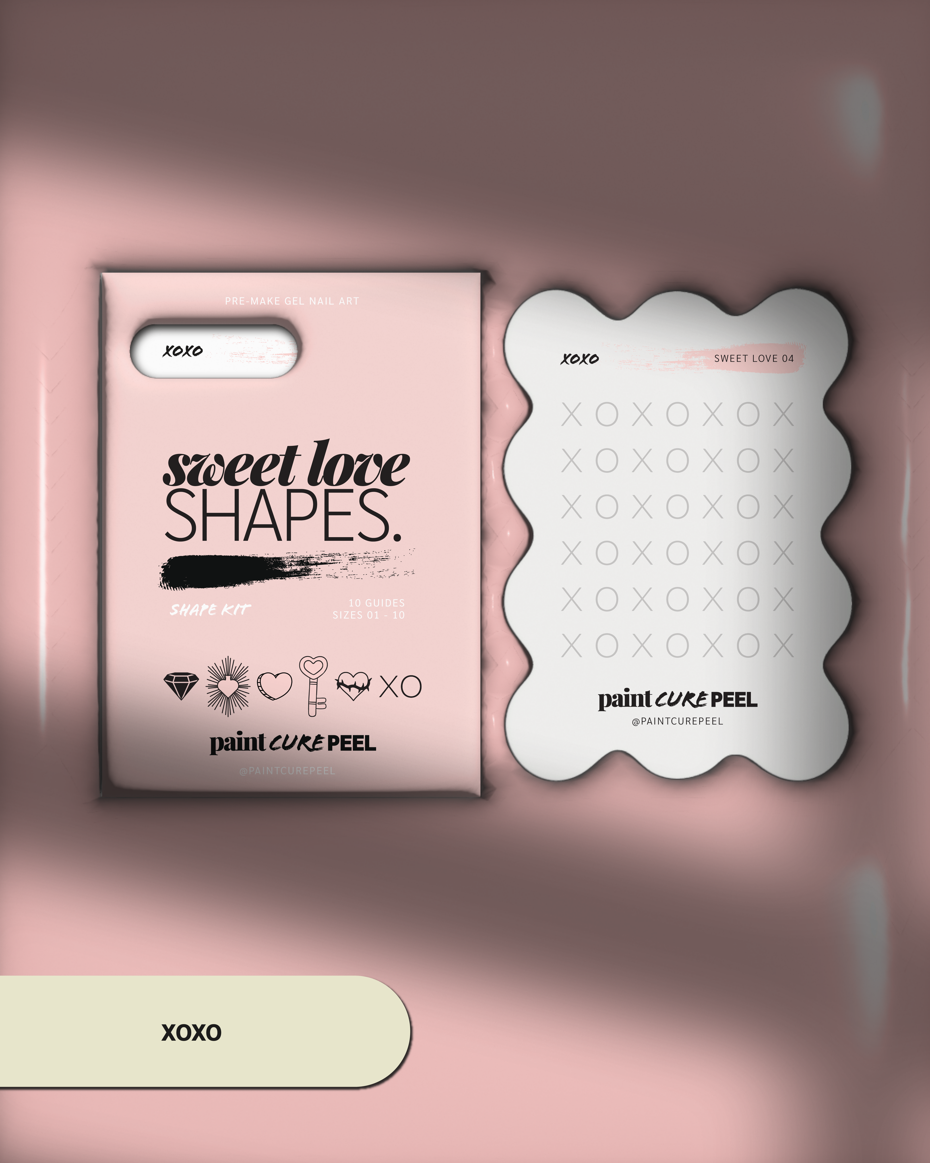 Paint Cure Peel Sweet Love Shape Guide Kit | 10 Reusable Guides to Pre-make Gel Nail Art