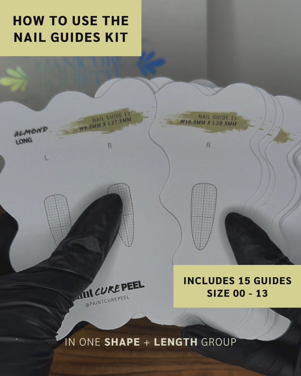 Paint Cure Peel Nail Guides Size Range Kit | 15 Reusable Individual Nail Guides
